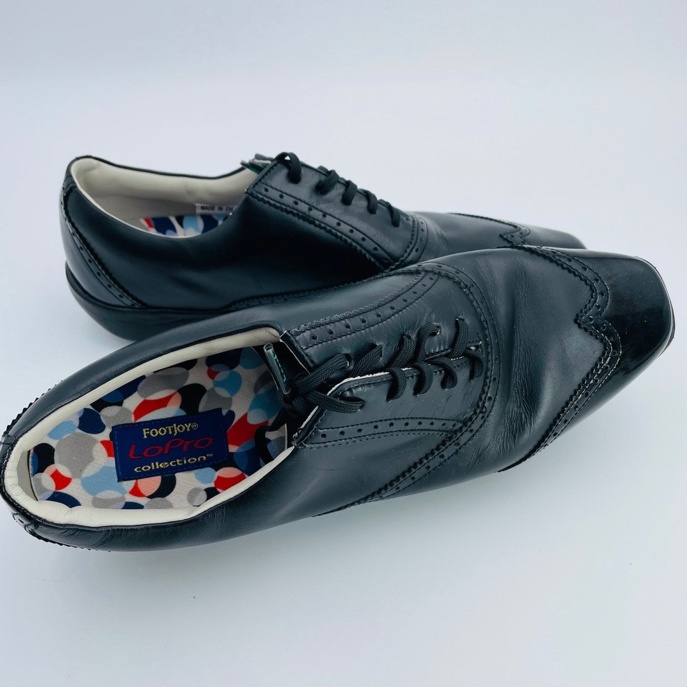 FootJoy LoPro Collection Black Leather Golf Shoes Wingtip‎ Women's 12M 97043